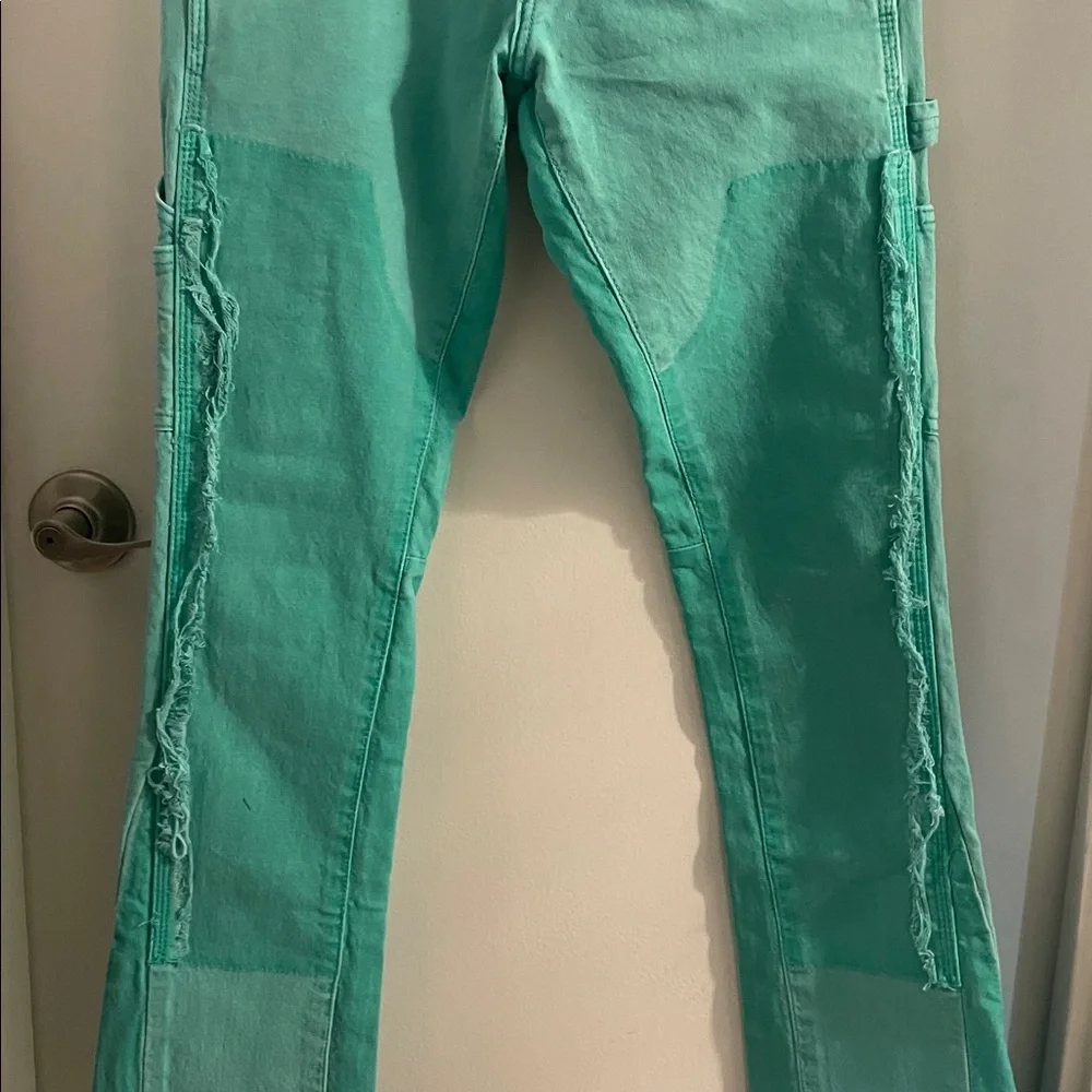 New Valabasas size 28 Revival Lt green wash cotton carpenter button fly Jean's - Picture 3 of 15